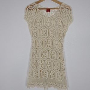 Ella Moss Girls Ivory Crocheted Short Dress Size 8-10